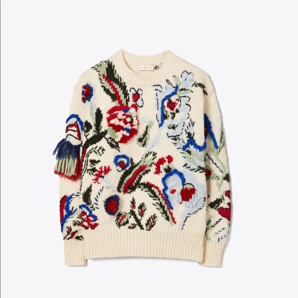 Host Pick! 🛍✨ Tory Burch Hand-Knit Intarsia Embroidered Sweater